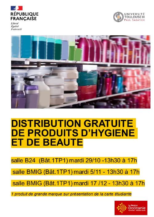 Affiche distribution produits d'hygiène